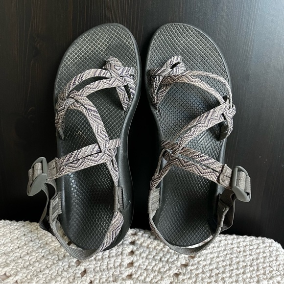 Chaco Shoes - Chaco ZX2 Vibram Stripes Strappy Sandal Gray & Black Women’s Size 10